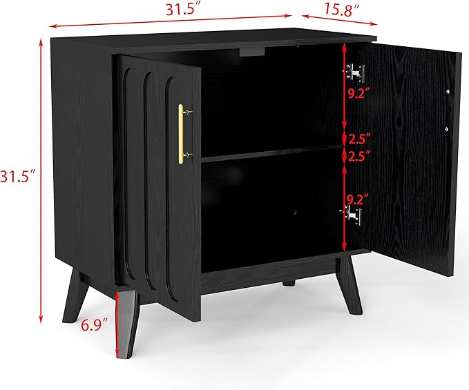 LKTART Black Sideboard Buffet, Small Storage Cabinet with Doors and Shelves for Living,Kitchen