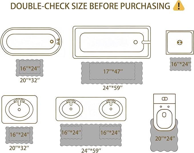Scalloped Grey Bathroom Rugs Mat,Non Slip Absorbent Quick Dry Bath Mats for Shower Room,Plush Microfiber Bath Mats for Bathroom Floor Washable Carpet for Shower Tub Sink Bedroom,20"x32"
