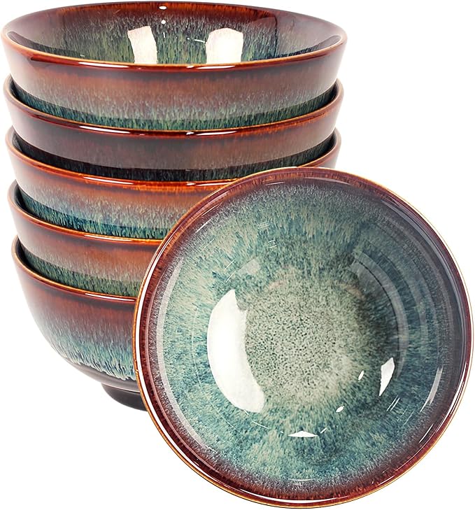 17oz Ceramic Soup & Cereal Bowls Set of 6, Dishwasher & Microwave Safe