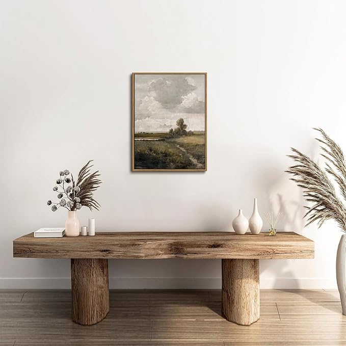 WALLZK Vintage Framed Wall Art Nature Landscape Canvas Prints Farmhouse Wall Decor Cottagecore Artwork for Walls Living Room Bedroom Bathroom 12"x16"