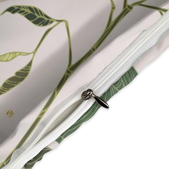 Boho Sage Green Comforter Set,Mid Century Tropical Plant Palm Leaves Abstract Minimalist Geometic Modern Bedding Set with Pillowcase for Bedroom Bed Decor，Twin 86"x70"