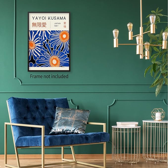 Yayoi Kusama Print Vintage Japanese Wall Art Abstract Yayoi Kusama Poster Minimalist Painting Art Exhibition Suitable for Japanese Bedroom,Living Room Office Decor 11x14in Unframed