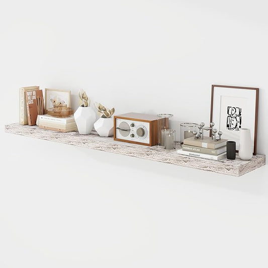 55 Inch Floating Shelves, 9.3" Deep Floating Shelf Wall Mounted, 55" Wall Shelves, Rustic Deep Bookshelf, Large Display Shelves & Storage Shelves for Bedroom, Living Room, Rustic, Set of 1