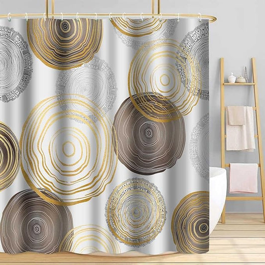 Modern Abstract Shower Curtain, 72x78 inch Polyester, Circle Geometric Pattern Shower Curtain Sets, Mid Century Style Bathroom Curtains Decor Set with 12 Hooks YLOKTP0348