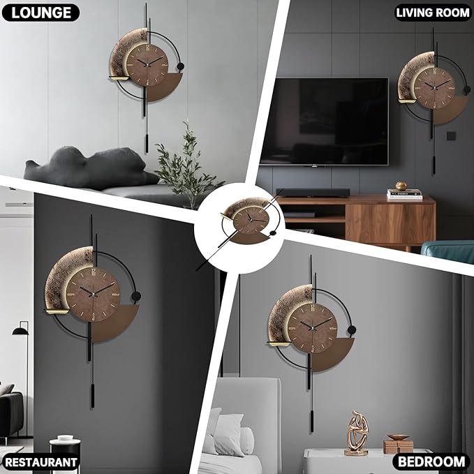 SIN&MI Wall Clock,Decorative Wall Clocks with Pendulum,Silent Quality Quartz Clock Battery Operated,Large Clock for Living Room,Kitchen,Home,Bathroom,Bedroom Wall Decor,18.9 * 34.2inch