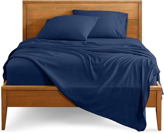 Bare Home California King Sheet Set - 1800 Ultra-Soft Microfiber Cal King Bed Sheets - Double Brushed - Deep Pockets - Easy Fit - 4 Piece Set - Bed Sheets (California King, Dark Blue)