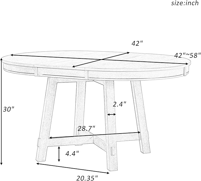 JUSTONE Farmhouse Round Extendable Dining Table with 16" Leaf – Natural Wood Wash Kitchen Table