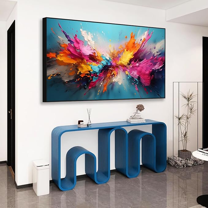 Colorful Abstract Canvas Wall Art,Abstract Canvas Wall Art, Large Abstract Canvas Wall Art, Abstract Wall Art, Modern Abstract Wall Art, Abstract Art Wall Decor, Living Room Wall Art (Gold Framed, 55"x 27"| 140x70cm)