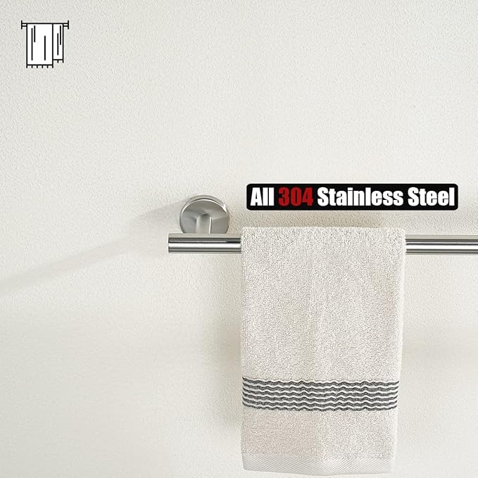 JQK Bath Towel Bar, 27 Inch 304 Stainless Steel Thicken 0.8mm Towel Rack Bathroom, Towel Holder Brushed Finished Wall Mount, Useable Length 24 Inch 2 Pack, TB110L24-BN-P2
