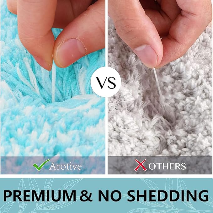 Arotive Microfiber Bathroom Rugs, Shaggy Soft and Absorbent Bath Rug, Non-Slip, Thick Plush Machine Washable Dry Bath Mats for Bathroom, Tub and Shower, 24x16, Sky Blue, Rectangular