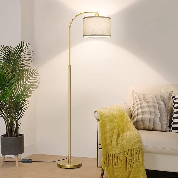 LED Floor Lamp Fully Dimmable Modern Standing Lamp Arc Floor Lamp with Adjustable Drum Shade, Tall Pole Reading Lamp Light for Living Room Bedroom Study Room, Bulb Included