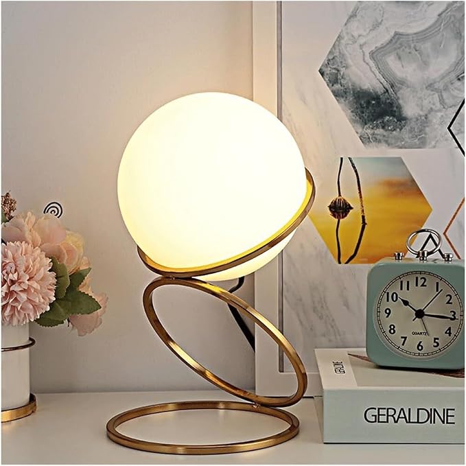 Desk Lamp Mid Century Modern Desk Lamp Creative Simple Ball Glass Bedside Table Lamp, for Apartment College Dormitory Lighting Fixture