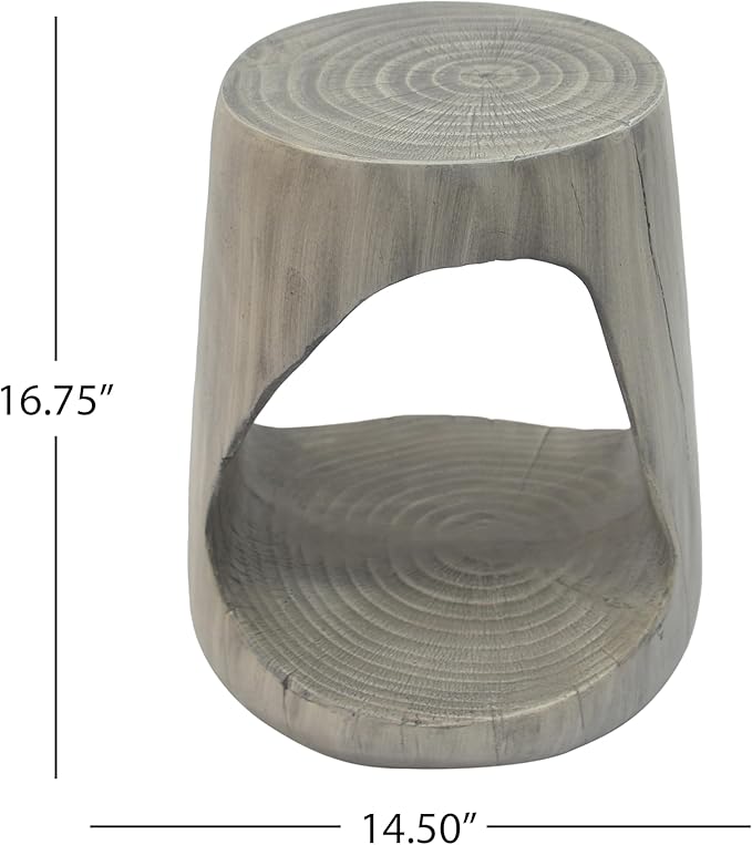 ø14.5'' Side Table End Table for Living Room, Modern Retro Farmhouse Countryside Style, Magnesium Oxide Material for Indoor & Outdoor, No Assembly, Wood Grain, Gray