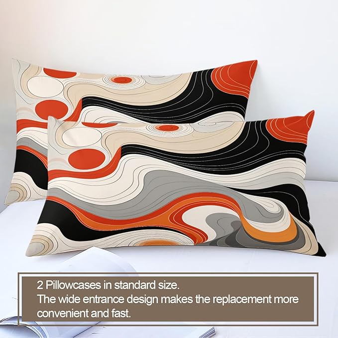 Abstract Pattern Duvet Cover Twin Size, Modern Colorful Bedding Set 2 Piece Kids and Adults Irregular Texture Patterned Comforter Cover with Zipper Ties & 1 Pillowcases