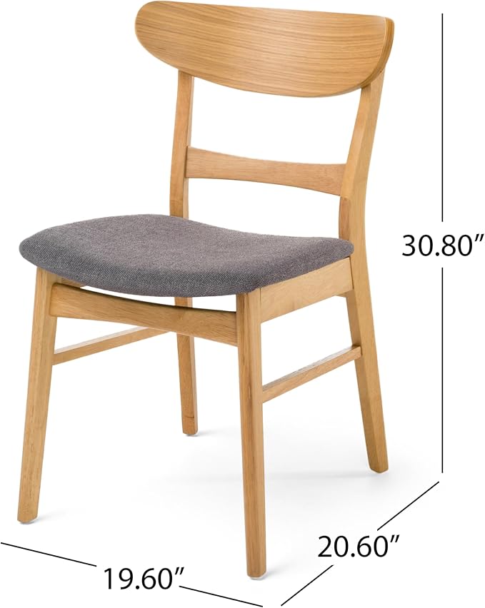 Merax 5-Piece Retro Dining Set - 48" Round Cross-Leg Table & 4 Upholstered Chairs, Mid-Century Modern Kitchen Set with Rubberwood Frame for Kitchen Dining Room, Light Grey+Natural