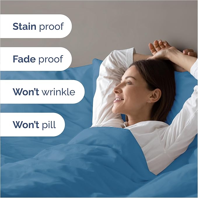 Duvet Cover King Size - Extra Soft King Size Duvet Cover - Lightweight & Breathable - Easy Care & Fade Free with Zipper Closures & Ties - 104" x 90" Inches - (Denim Blue) Comforter Not Included