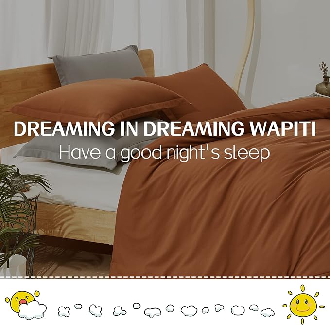 Dreaming Wapiti Duvet Cover King,Washed Microfiber Terracotta King Size Duvet Cover Set,Solid Color - Soft and Breathable with Zipper Closure & Corner Ties (Terracotta,King)