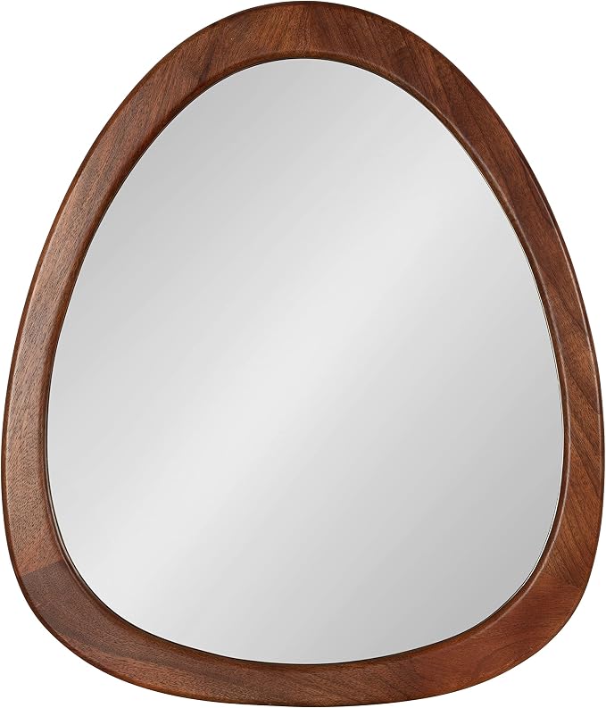 Kate and Laurel McKinder Asymmetrical Wood Wall Mirror; 24 x 28; Walnut Brown; Decorative Irregular Geometric Mirror with Robust Wooden Frame and Distinct Finish