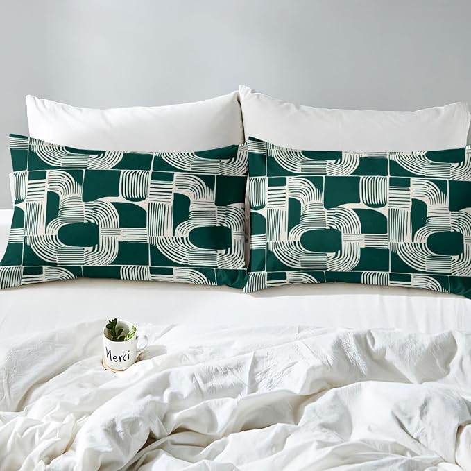 Mid Century Abstract King Comforter Cover For Teens Bohemian Geometric Duvet Cover Modern Aesthetics Striped Bedding Set For Kids Boys Adult Women Boho Minimalist Stripes Bed Sets With 2 Pillow Cases