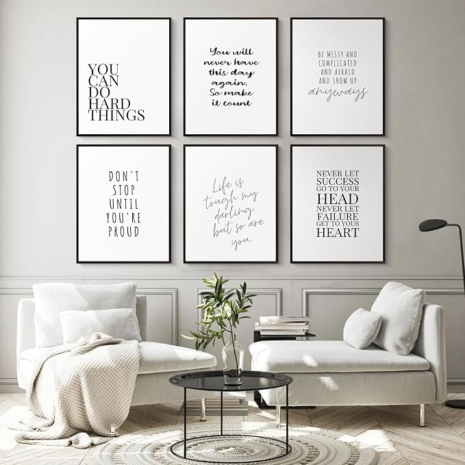 Office Inspirational Wall Art Decor Motivational Quotes Canvas Wall Art Positive Classroom Posters Pictures Office Inspirational Work Artwork for Women Home Bedroom 12x16 Inch Unframed Set of 6