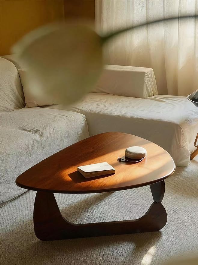 SoulNest Walnut Coffee Table Solid Wood Coffee Table Oval Triangle Morden Walnut Mid Century Pottery Wooden Coffee Tables Barn Tea Table (Triangle)