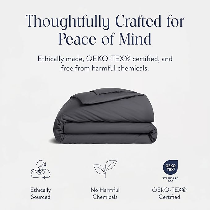 Brooklinen Luxury Percale Duvet Cover – 100% Cotton, Cool, Crisp, Extra-Long Corner Ties, Button Closure, Soft & Breathable – Machine Washable, Duvet Cover King/California King Bed Sizes (Slate)