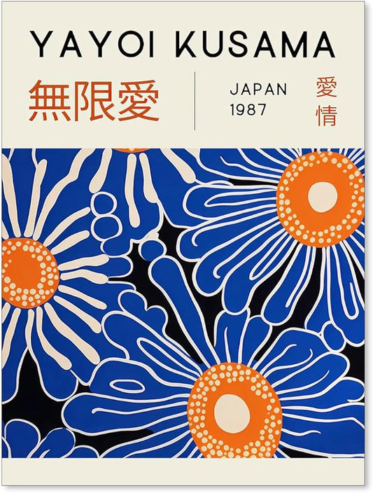Yayoi Kusama Print Vintage Japanese Wall Art Abstract Yayoi Kusama Poster Minimalist Painting Art Exhibition Suitable for Japanese Bedroom,Living Room Office Decor 11x14in Unframed