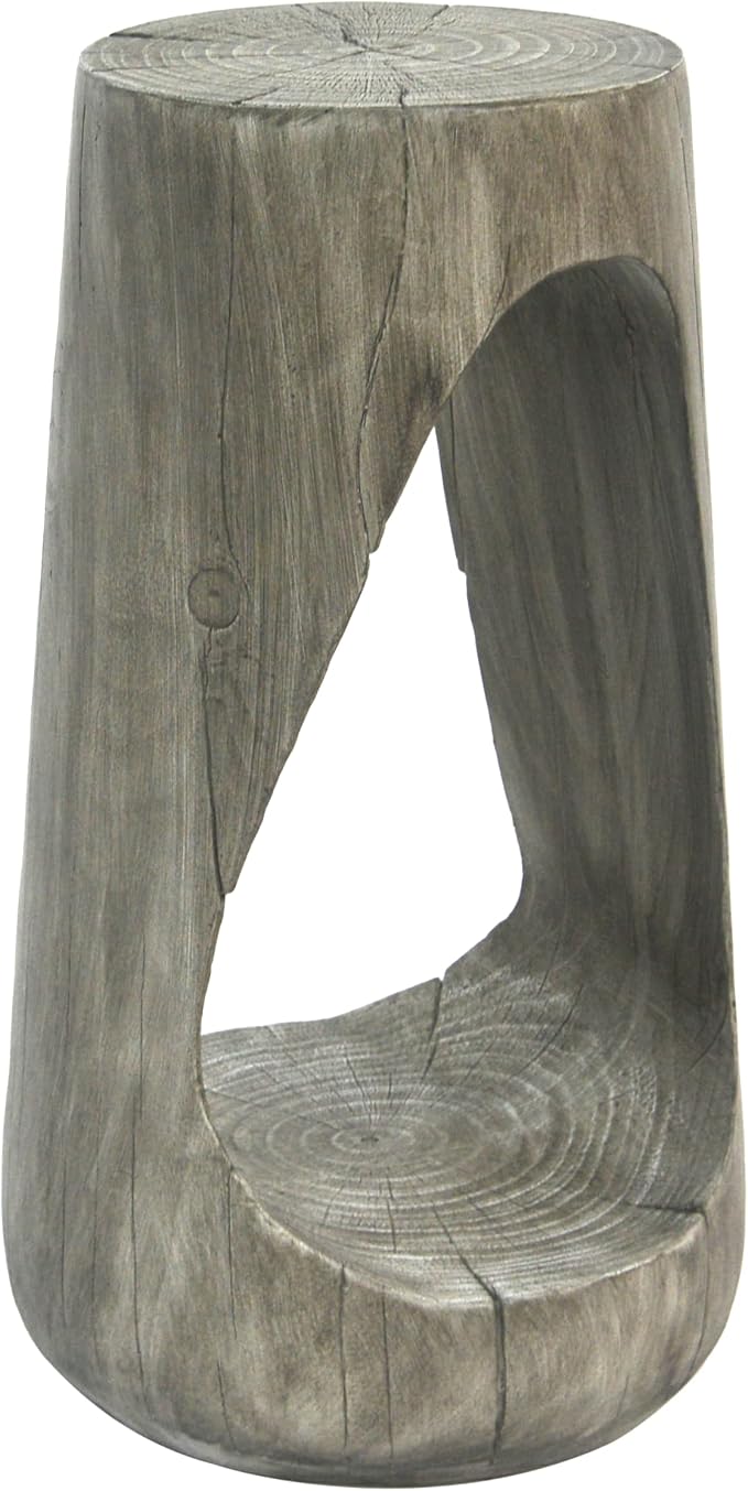 ø11.6'' Side Table End Table for Living Room, Modern Farmhouse Countryside Style, Magnesium Oxide & Lightweight Concrete Material for Indoor & Outdoor, No Assembly, Wood Grain, Gray