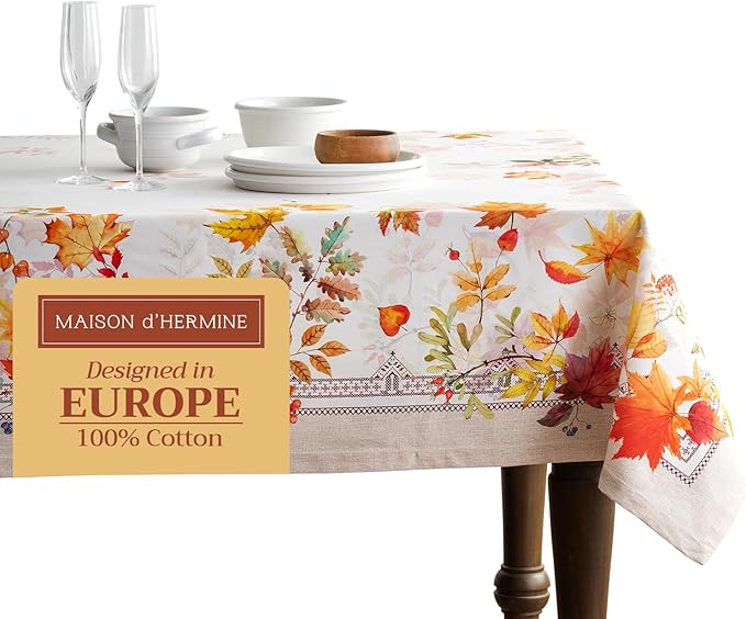 Maison d' Hermine Table Cloth Square Table 100% Cotton 54 x 54 Inches Fall Tablecloth Reusable Everyday Use for Thanksgiving Christmas Decorations Dining Farmhouse Party (Amarante)