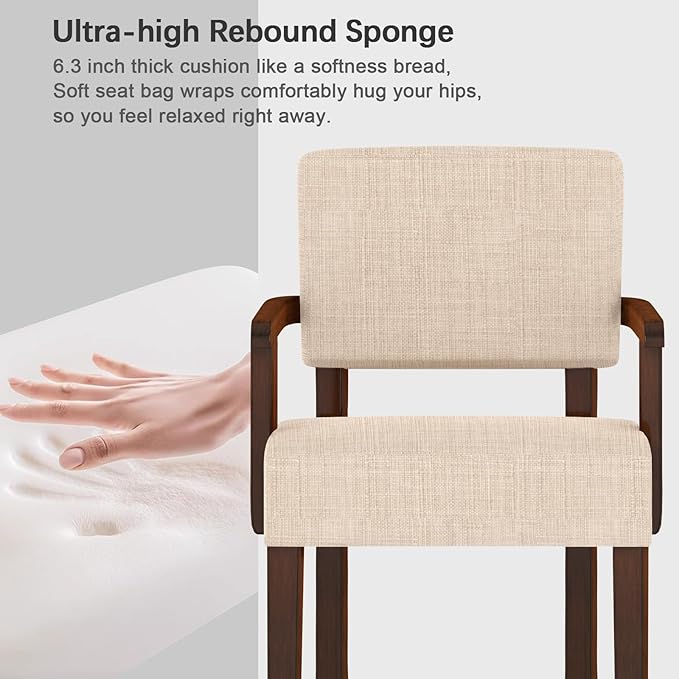 Accent Chair,Armchairs with Solid Wood Frame and Legs,Upholstered Reading Leisure Chair for Bedroom,Office,Waiting Room (Linen, Beige, One Chair)