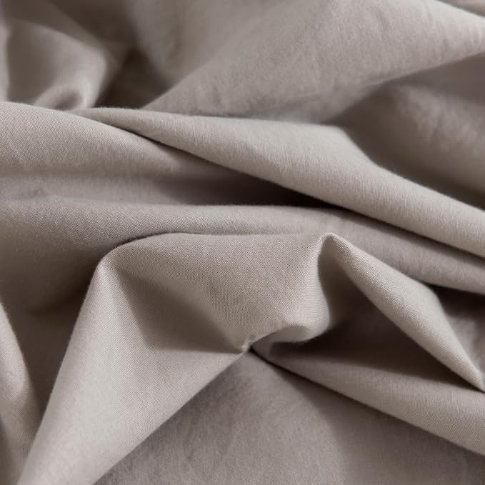 NEXHOME PRO Duvet Cover Set Queen Size Linen Look Textured Organic Natural 100% Washed Cotton Duvet Cover Linen Grey 3 Pieces Bedding Set with Zipper Closure, Breathable, Soft (No Comforter)