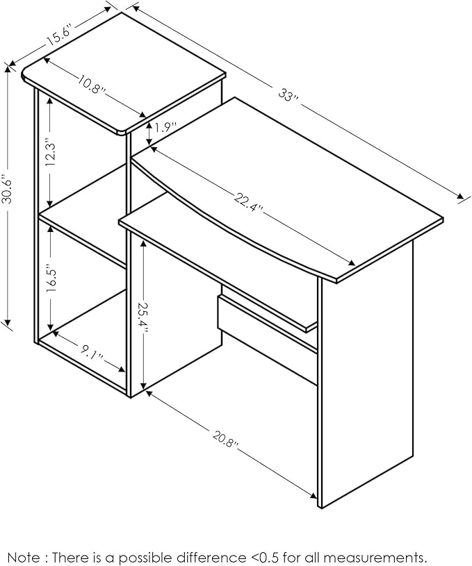 Furinno Econ Multipurpose Computer Writing Desk, Light Cherry/Black