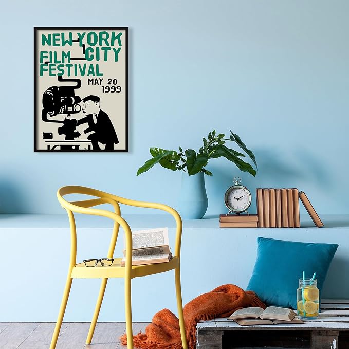 1999 NYC Film Festival Canvas Poster Vintage New York Movie Wall Art Modern Trendy Minimalist Abstract Prints for Apartment Bedroom Dorm Wall Decor 012X16 inch Aluminum Framed