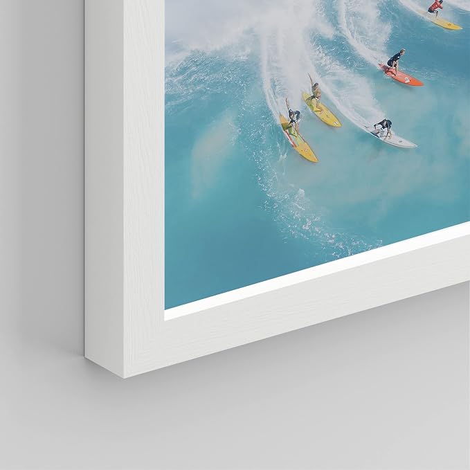 SIGNWIN Framed Ocean Nautical Landscape Wall Art, Set of 4 Surfing Surfboard Aerial View Wall Decor Prints, Nature Wilderness Wall Décor for Living Room, Bedroom - 8"x10"x 4 White