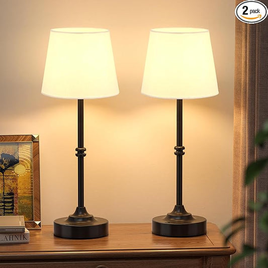 Kakanuo Rechargeable Cordless Table Lamp Black - 2 Pack 4000mAh Battery Operated Lamp, 3000K Warm Light, Touch Control Stepless Dimming, for Bedside, Dining Table, Home Decor