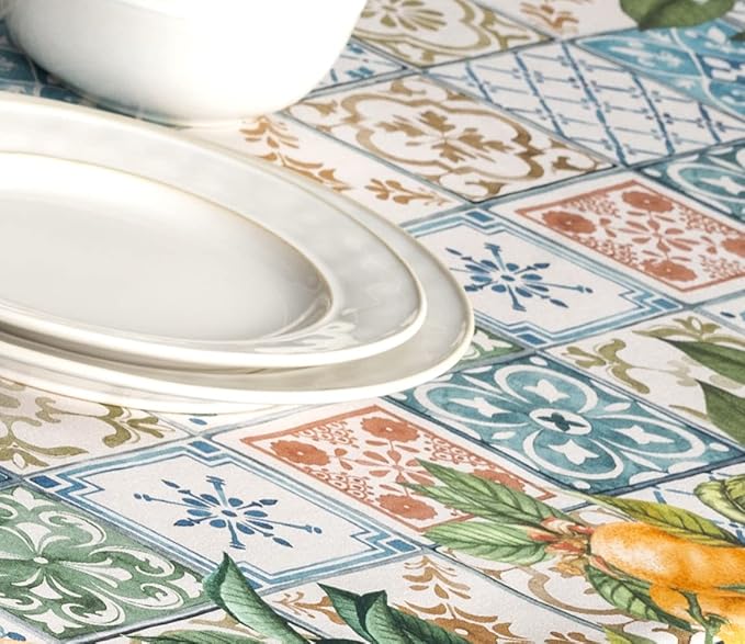 Maison d' Hermine Table Cloth Square Table 100% Cotton 54 x 54 Inches Tablecloth Reusable Decorative for Dining Room Farmhouse Home Valentines Day Decorations Spring Summer - Agrume