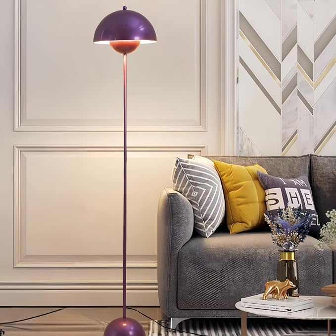COSYLUX Modern Floor Lamp for Living Room, Industrial Tall Standing Lamp for Bedroom, Metal Shade Reflecting Light Reading Floor Lamp for Office, Nursery Room, Corner(Pearl Purple)