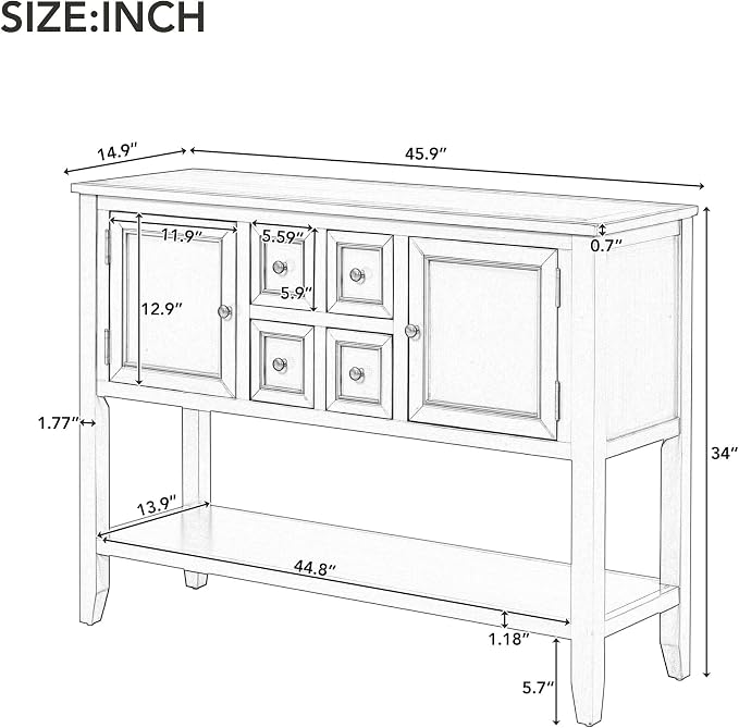 Merax Console Sofa Table Sideboard with Storage Drawers Cabinets and Bottom Shelf for Living Room, Kitchen, Entryway/Hallway, Espresso