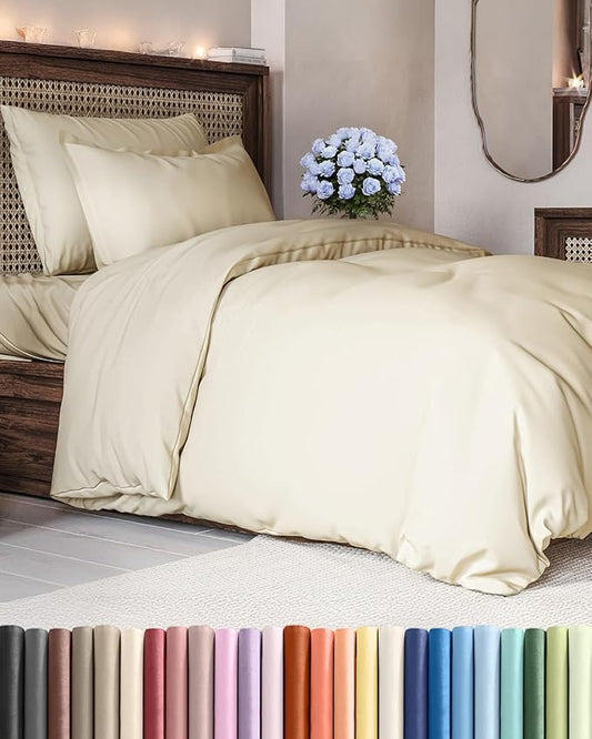 Duvet Cover Twin/Twin XL Size - Extra Soft Twin/Twin XL Size Duvet Cover - Breathable, Easy Care and Fade Free with Zipper Closures & Ties - 68" x 90" Inches - (Off White) Comforter Not Included