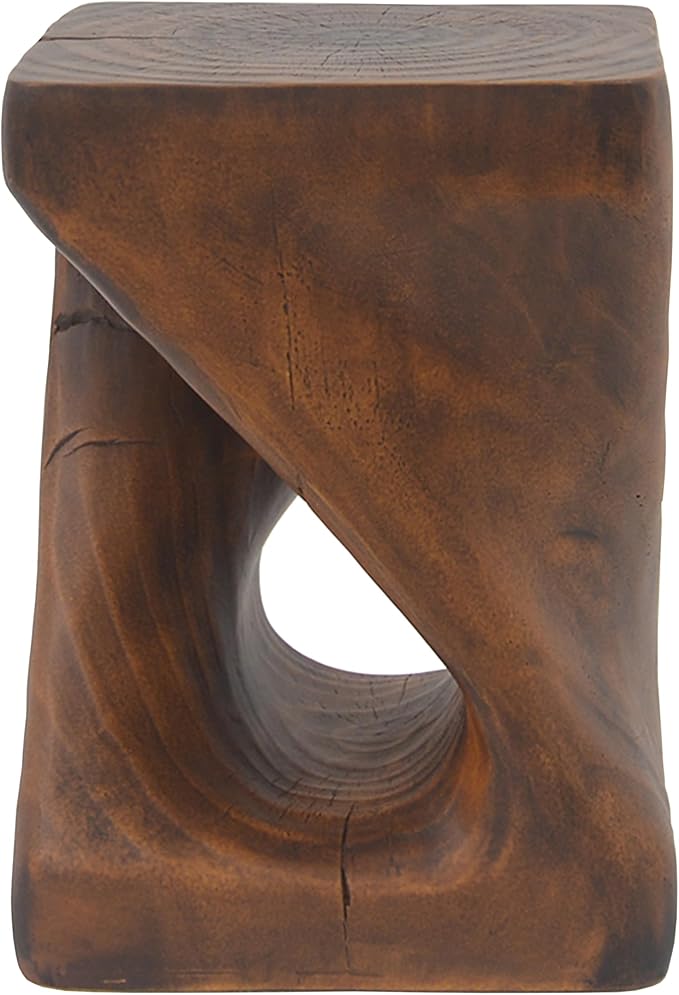 ø11.75'' Small Side Table End Table for Living Room, Modern Retro Farmhouse Countryside Style, Magnesium Oxide Material for Indoor & Outdoor, No Assembly, Wood Grain, Antique Brown