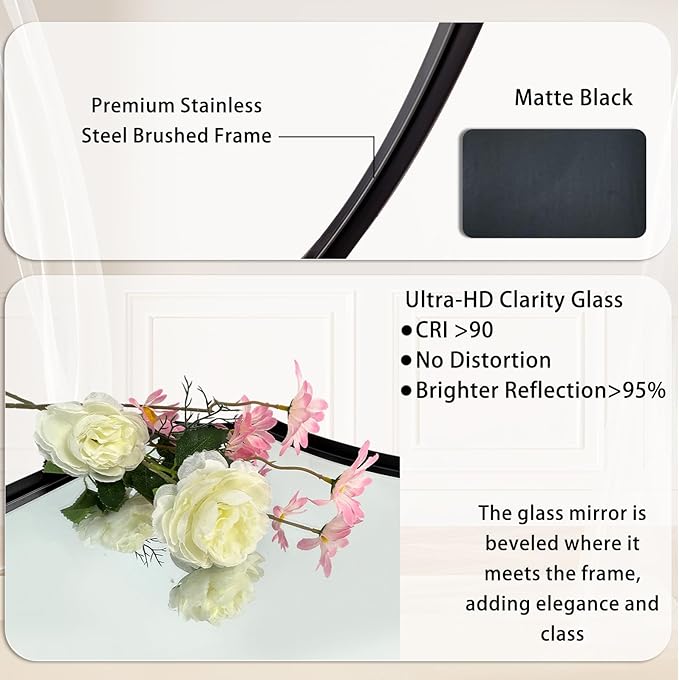 POZINO Rectangle Beveled Mirror, 22"x30" Scalloped Bathroom Mirror for Over Sink, Modern Irregular Shaped Mirrors, Wavy Vanity Wall Mirrors in Premium Frame, Wall Mount Hangs Horizontal Or Vertical