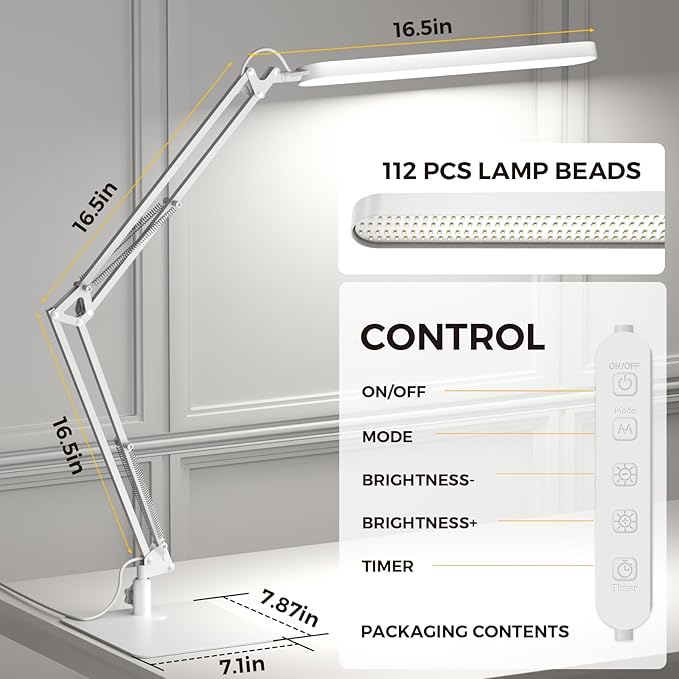 SKYLEO Desk Lamp - LED Desk Light - 5 Color Modes X 11 Brightness Levels, Timmer & Memory Function, Eye Caring, Easy Installation