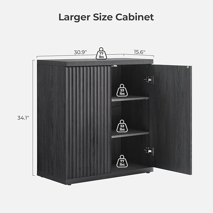 SICOTAS Buffet Cabinet with Storage Accent Sideboard Modern Credenza with Doors & Shelves Fluted Media Console Mid Century Coffee Bar Table for Living Room Kitchen Dining Room Hallway