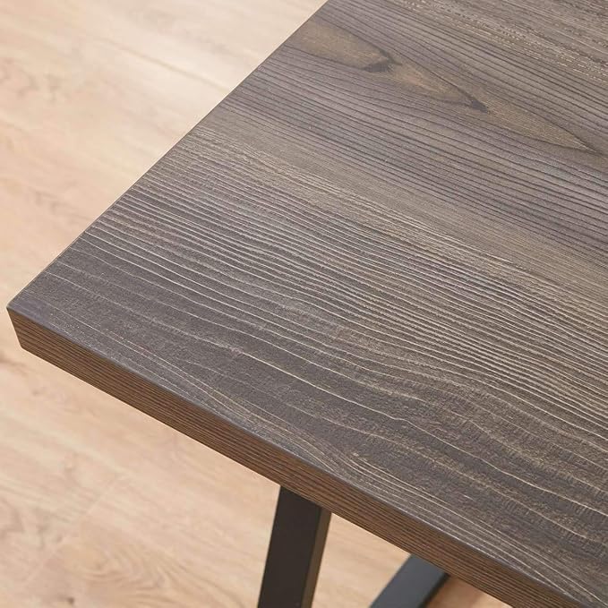 HSH Large Rustic Grey Computer Desk, Metal and Wood Home Office Desk, Industrial Vintage Soho Study Writing Table, Big Long PC Desk Workstation for Livingroom Bedroom, Dark Gray Oak, 60 Inch Wide