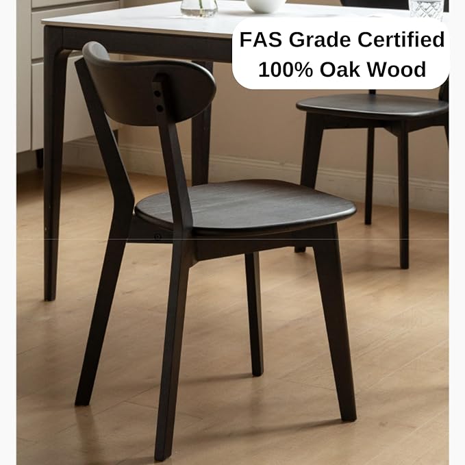 100% Solid Oak Wood Dining Room Chairs - Practical Kitchen Chairs - Wood Chair for Dining Room, Kitchen (1, White)