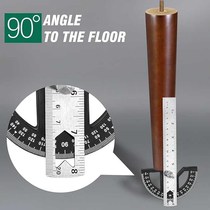 FoDau770 Brown Rubber Wood Furniture Legs 12 Inches, Straight Tapered Wood Feet Mid Century Sofa Legs Set of 4, 5/16" UNC Furniture Feet for Cabinet Couch Dresser Chair Ottoman Table