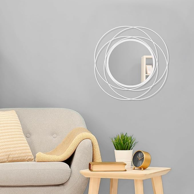 Wall Mirror Modern Metal Frame Arts Circle Mirror for Wall Decorative Home Living Room Balcony Bedroom Bathroom Hallway Farmhouse Entryway Gold 16” x 16”