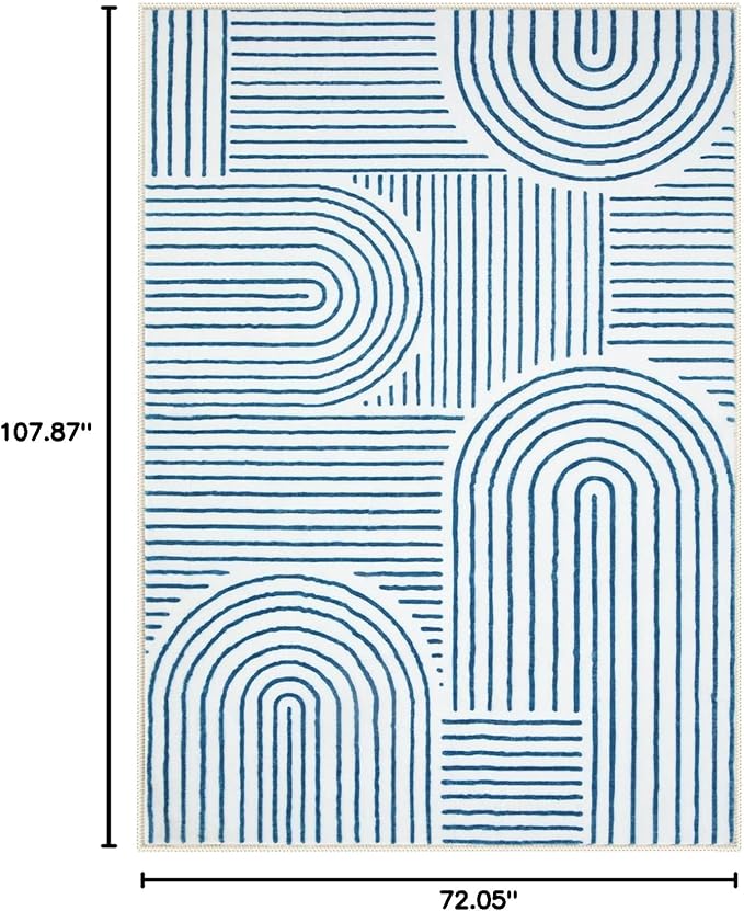 Lahome Abstract 6x9 Area Rugs, Soft Washable Rugs for Living Room Ultra-Thin Non Slip Dining Room Rug, Blue Rug Throw Large Carpet for Bedroom Office Darrell (6'x9',Blue/White)