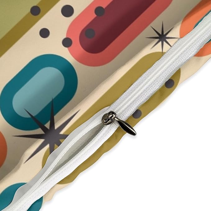 Colorful Aesthetic Comforter Cover Geometry Bed Set, Retro Atomic Duvet Cover，Modern Mid Century Bedding Sets，Aesthetic Abstract Art Bedding 3 Piece (1 Duvet Cover 102"x90" + 2 Pillow Sham 20"x30")