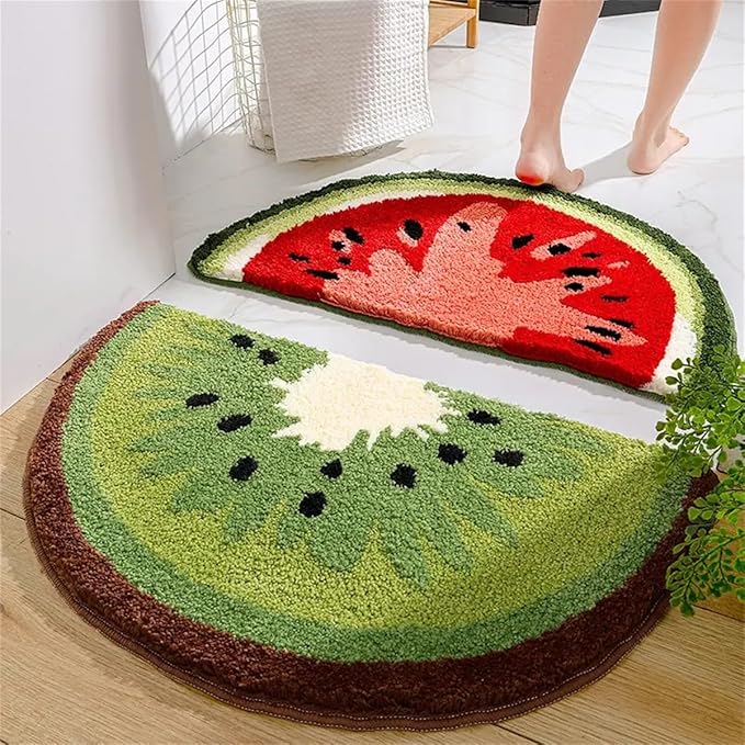 Ankah Fruit Bath Mats Cute Bathroom Rugs, Particularly Absorbent, Very Soft, and Dry Fast That Fits for Kid's Room, Bathroom or Other Room, 17.7" x 31.5", Kiwi